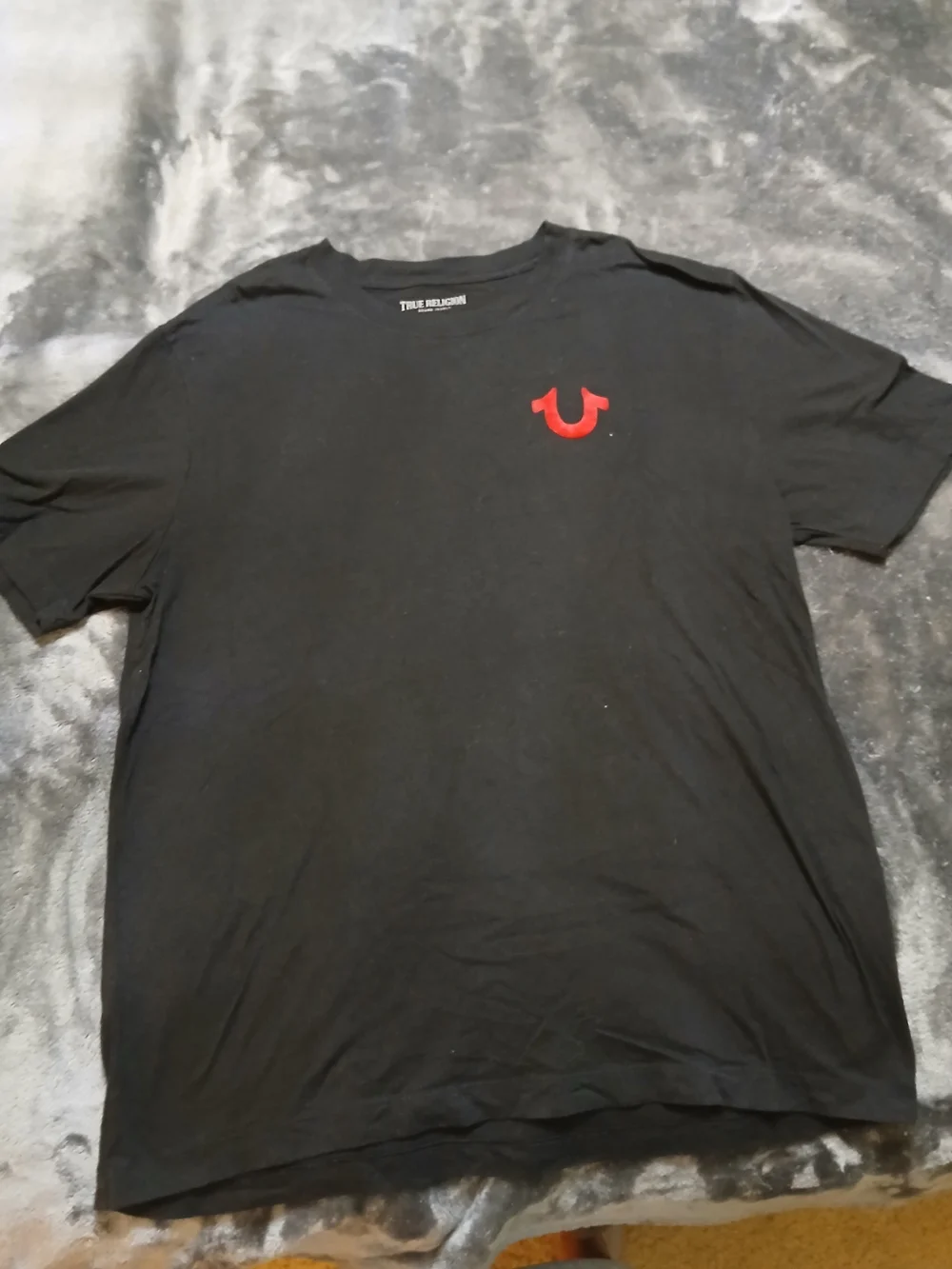 True Religion Men’s Black T-Shirt with Red Logo